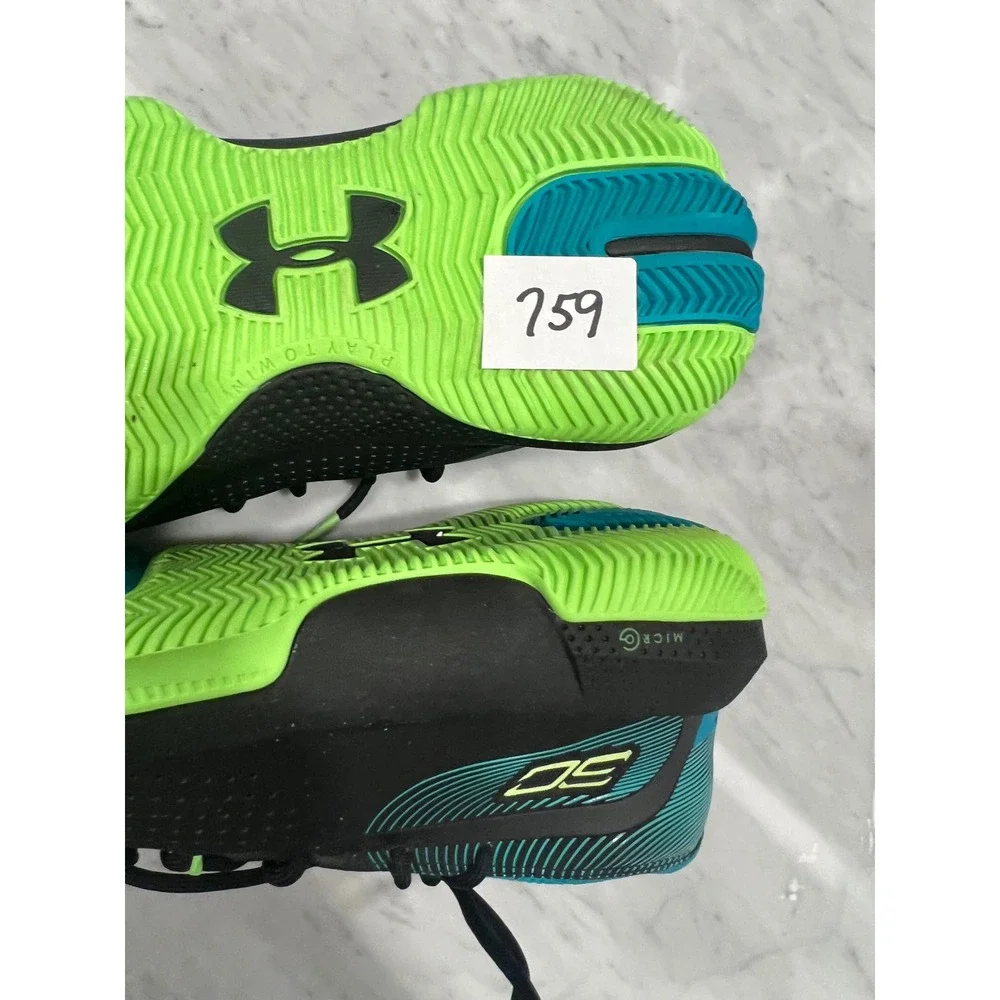 Under Armour Curry SC 3Zero III Basketball Shoes Youth US Mens 7 Black Green